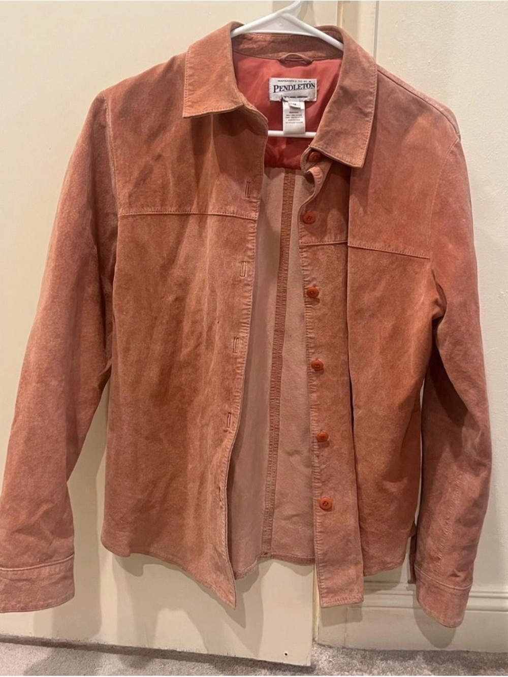 Pendleton Suede Button-Front Jacket in Rose